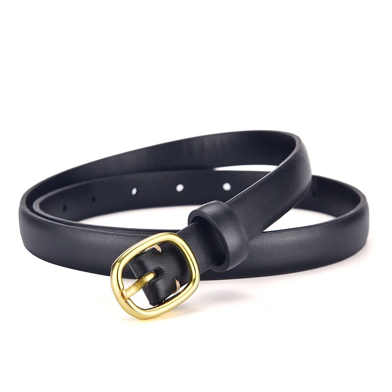 Ceinture en cuir PU souple pour femme, ceinture fine polyvalente, ceinture en jean, cadeau pour petite amie, tendance, or, mode décontractée