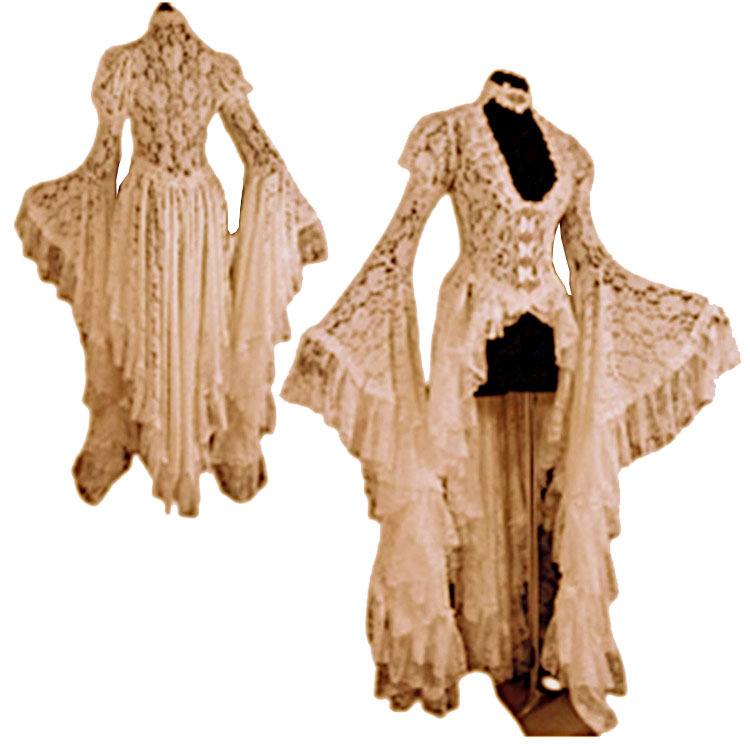 Robe de soirée médiévale pour femmes, longue robe de soirée, col en V, manches évasées, élégante, Streetwear Y2k, dentelle irrégulière