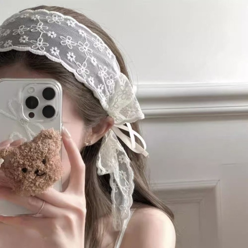 Serre-tête large en dentelle avec nœud, style vintage coréen, pour femmes, hommes et filles, accessoires de cheveux tendance