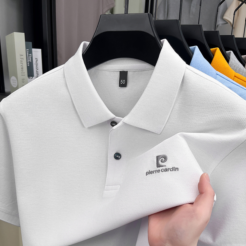 Polo de luxe pour homme en coton brodé avec lettres, à manches courtes et revers, idéal pour le quotidien et polyvalent