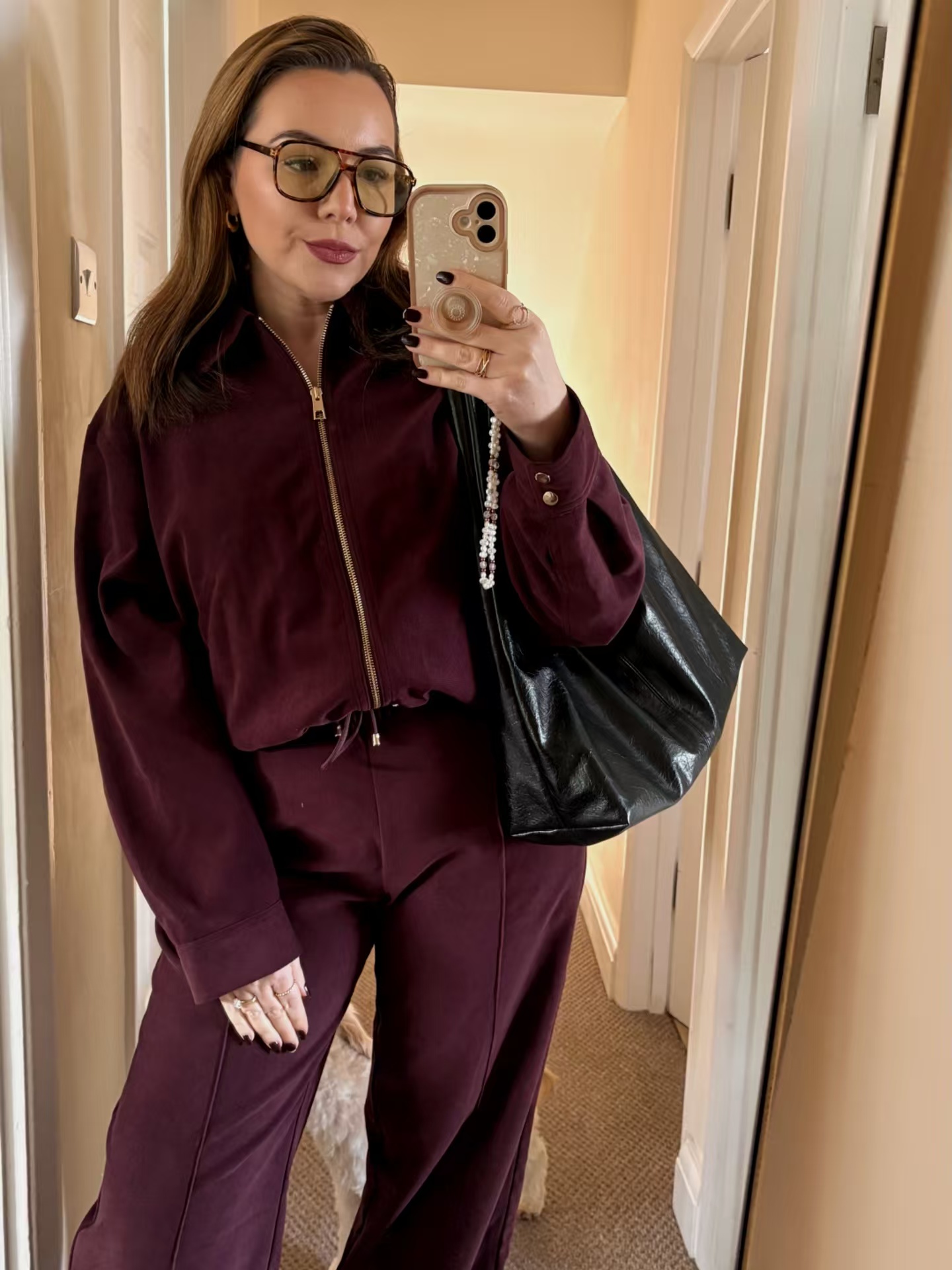 Ensemble pantalon décontracté pour femme, printemps-automne, élégant, style urbain, veste ample à revers avec fermeture éclair et pantalon à cordon de serrage, tailleur féminin