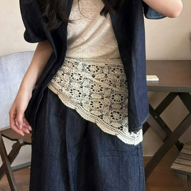 Foulard à fleurs tricoté français pour filles, Bandana, ceinture de taille au Crochet pour femmes, nouveau chapeau littéraire pour Photo de campagne, automne