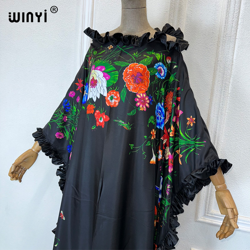 WINYI Kaftan imprimé Moyen-Orient, vêtements africains tendance, tenues de plage pour femmes, robe maxi de soirée, abaya musulmane, luxe Dubaï