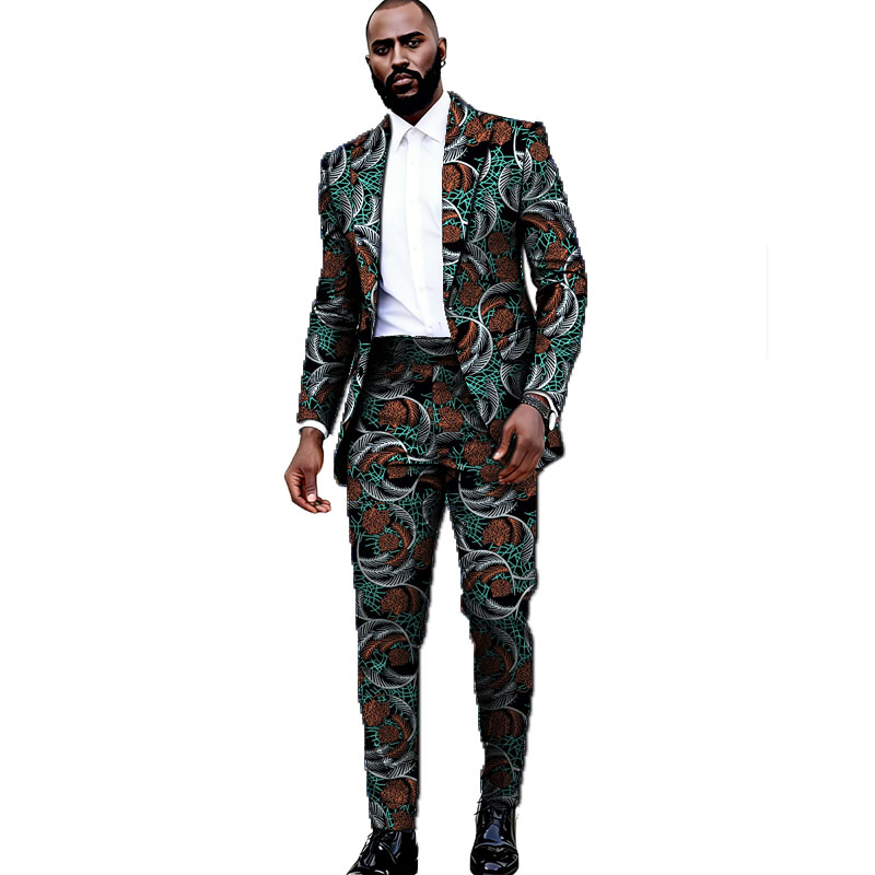 Ensemble Blazer et Pantalon pour Homme en Tissu Wax à Motifs Rétro, Couture Africaine, Tenue de Mariage, Tenue Ankara pour Homme, Personnalisé