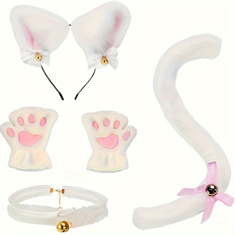 5 ensembles de tenues pour chat mignon : comprenant bandeau, gants, col et queue, tenue pour chat noir et blanc. Très adapté aux animaux