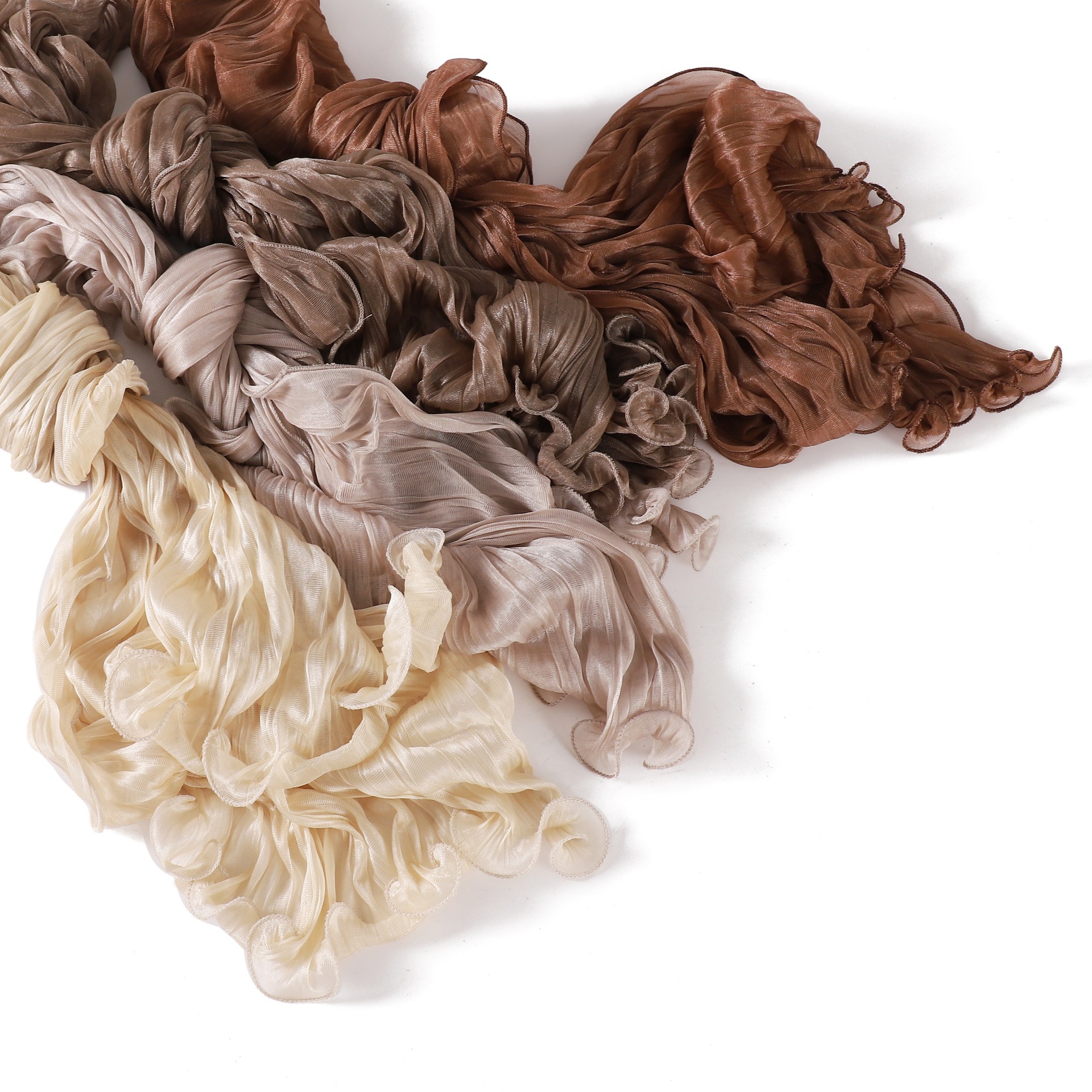 Hijab élégant froissé pour femmes musulmanes, voile en satin, châle en mousseline froissée, foulard, bandeau, hijab fin pour le Ramadan et l'été