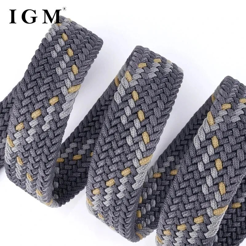 Ceinture en toile tissée pour hommes, tout élastique, extensible, pour garçons, jeunes pantalons polyvalents, Jeans, ceinture à la mode boutonnée