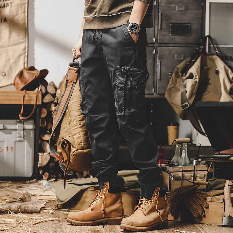 Pantalon cargo multi-poches pour hommes, pantalon décontracté, jambe droite, taille élastique, mode automne, nouveau