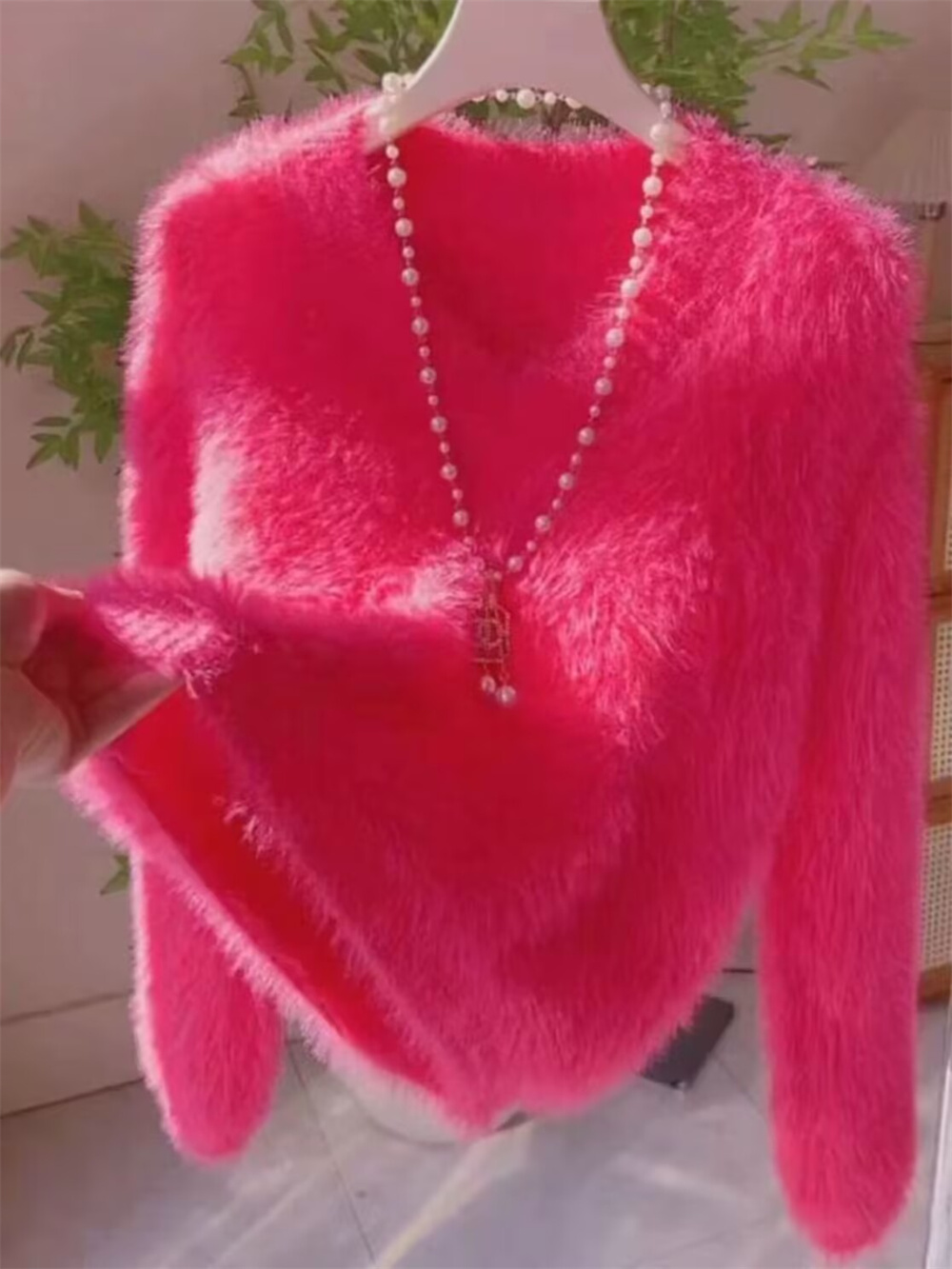 Pull en cachemire de vison à manches longues pour femmes, pull décontracté élégant, tricots roses, laine, dame de bureau, automne, hiver, nouveau