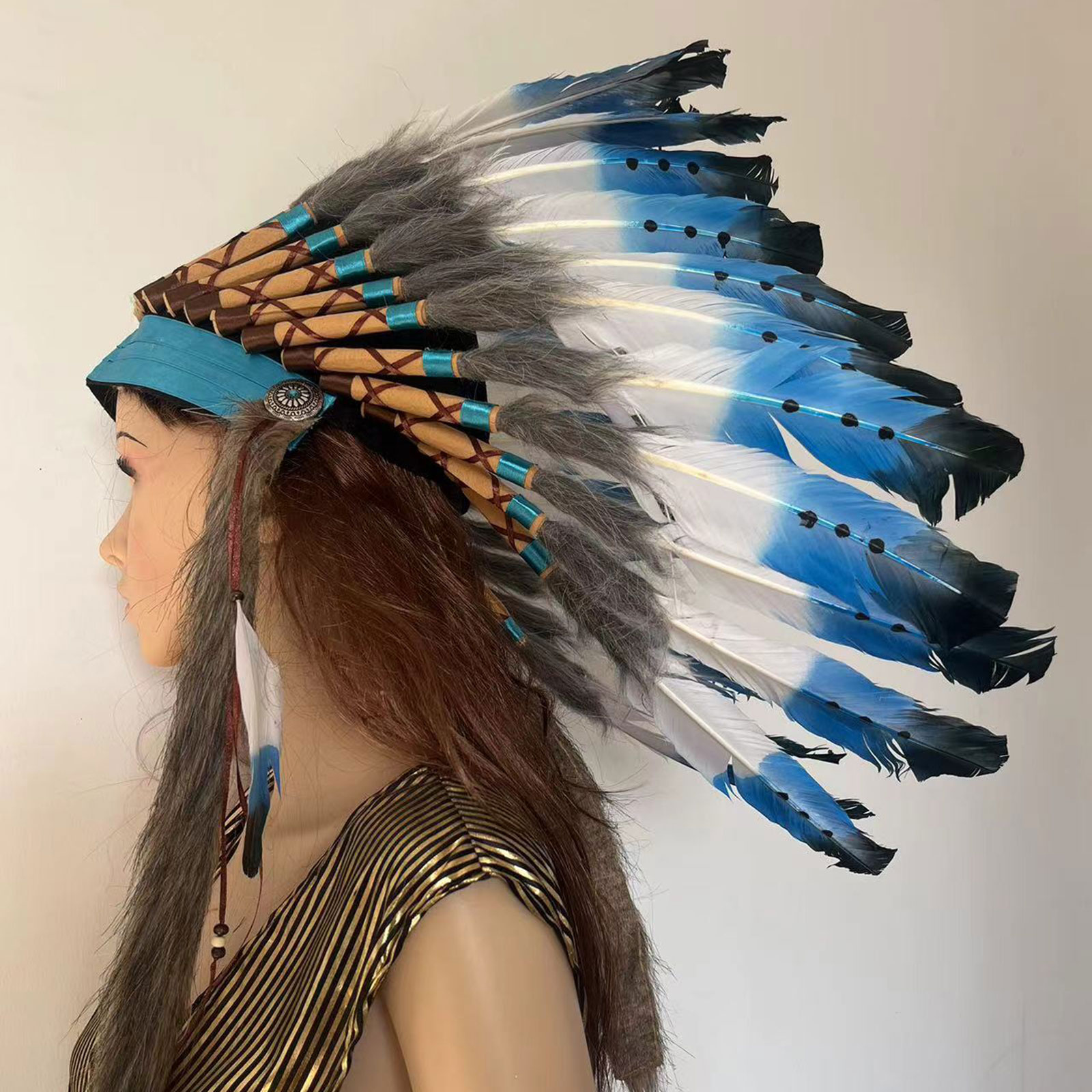 Chapeau indien en plumes pour hommes et femmes, coiffure, décoration, vêtements de sauna pour adultes, robe de paupières, fête de carnaval, performance sur scène, cosplay