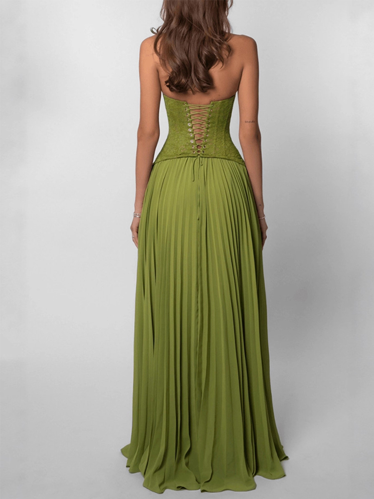 Robe longue rouge sexy à col halter et corset, col en V, dos nu, à lacets, plissée, élégante, pour femme, idéale pour les mariages, les soirées et les fêtes.