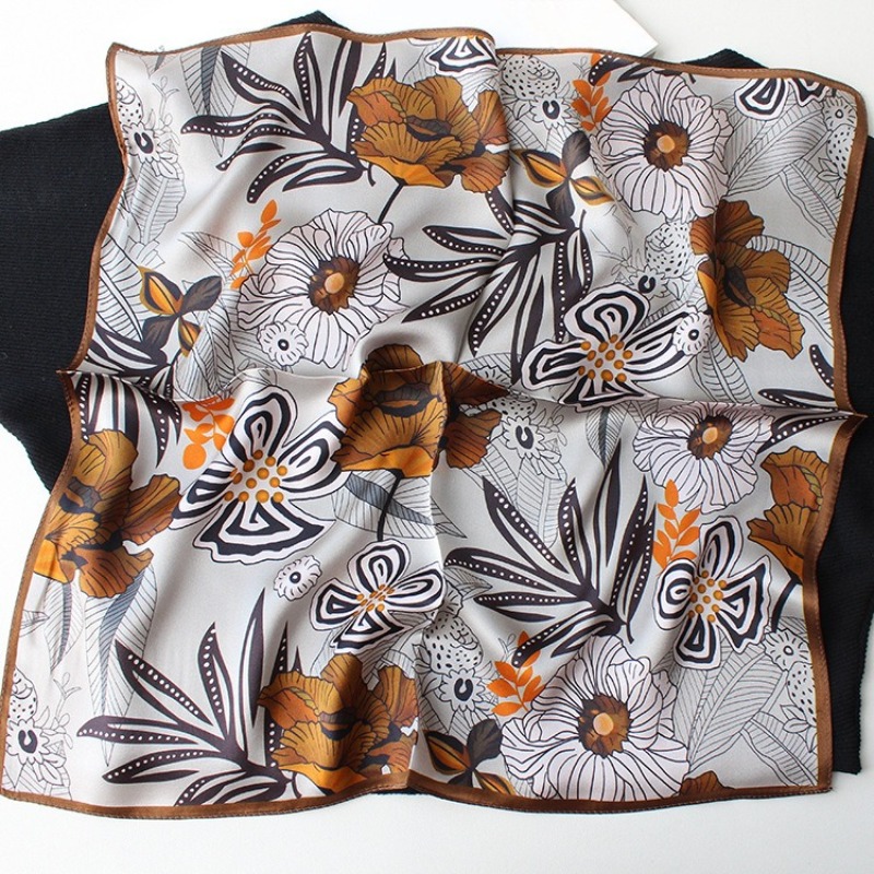 Nouveau Foulard Carré 100% Soie de Mûrier, Marque de Luxe, Imprimé Floral Vintage de Créateur, Bandana, Hijab, Ruban de Sac, Cadeau pour Femme
