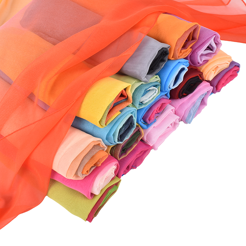 Écharpe longue en soie dégradée trois couleurs, 75x180 Georgette, nouvelle collection printemps/été 2023