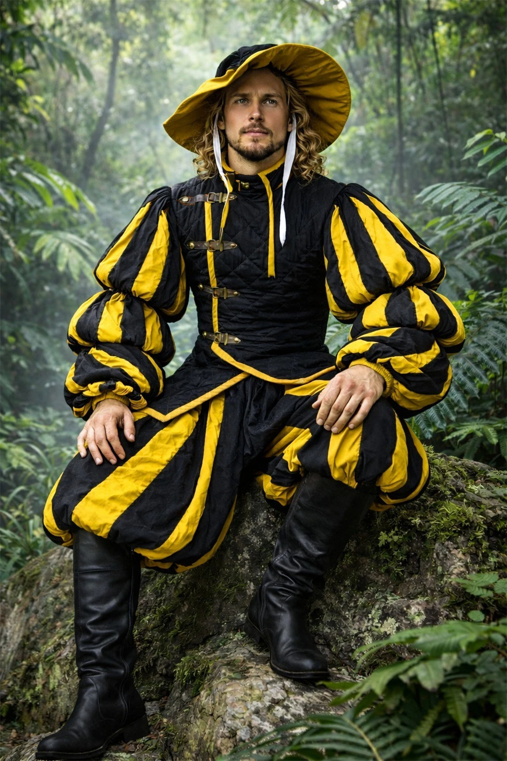 Costume de guerrier médiéval Landsknecht Renaissance pour homme, tenue de guerrier Viking LARP, tunique, pantalon, costume de prince, roi, noble