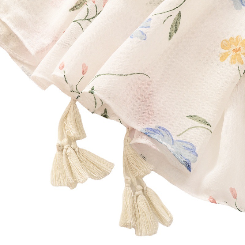 Écharpe à pampilles à motifs floraux, châles en coton doux et longs, foulard rond pour la tête, hijab, nouveau, 2023