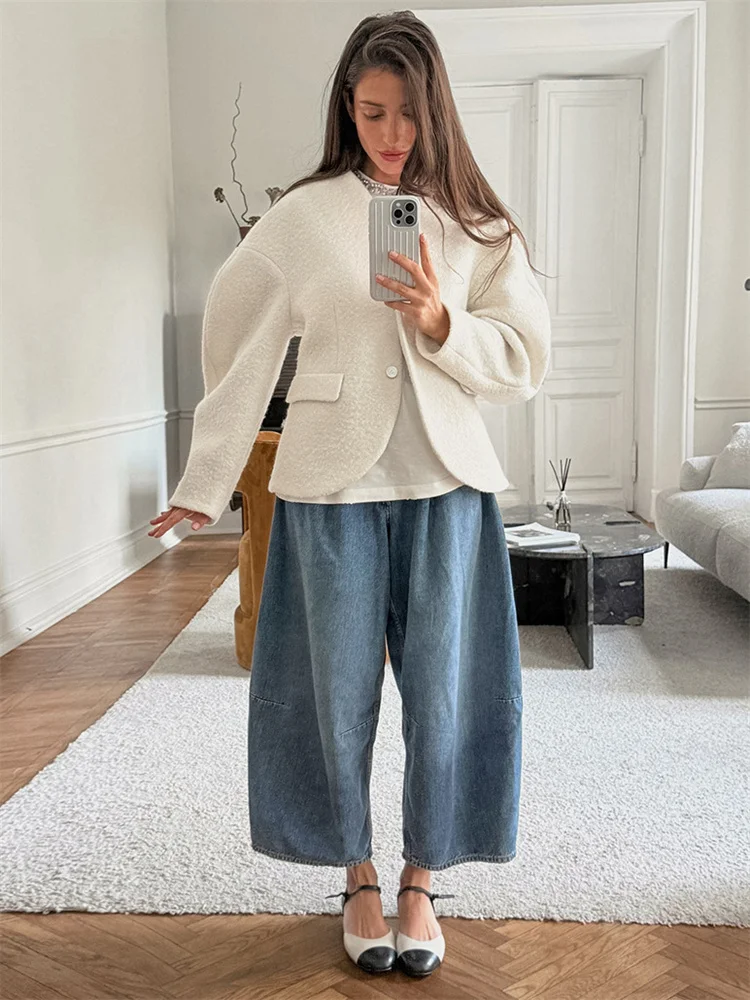 Vestes en tricot amples blanches pour femmes, mode élégante, taille haute, mode automne 2025, vêtements d'extérieur de luxe pour dames
