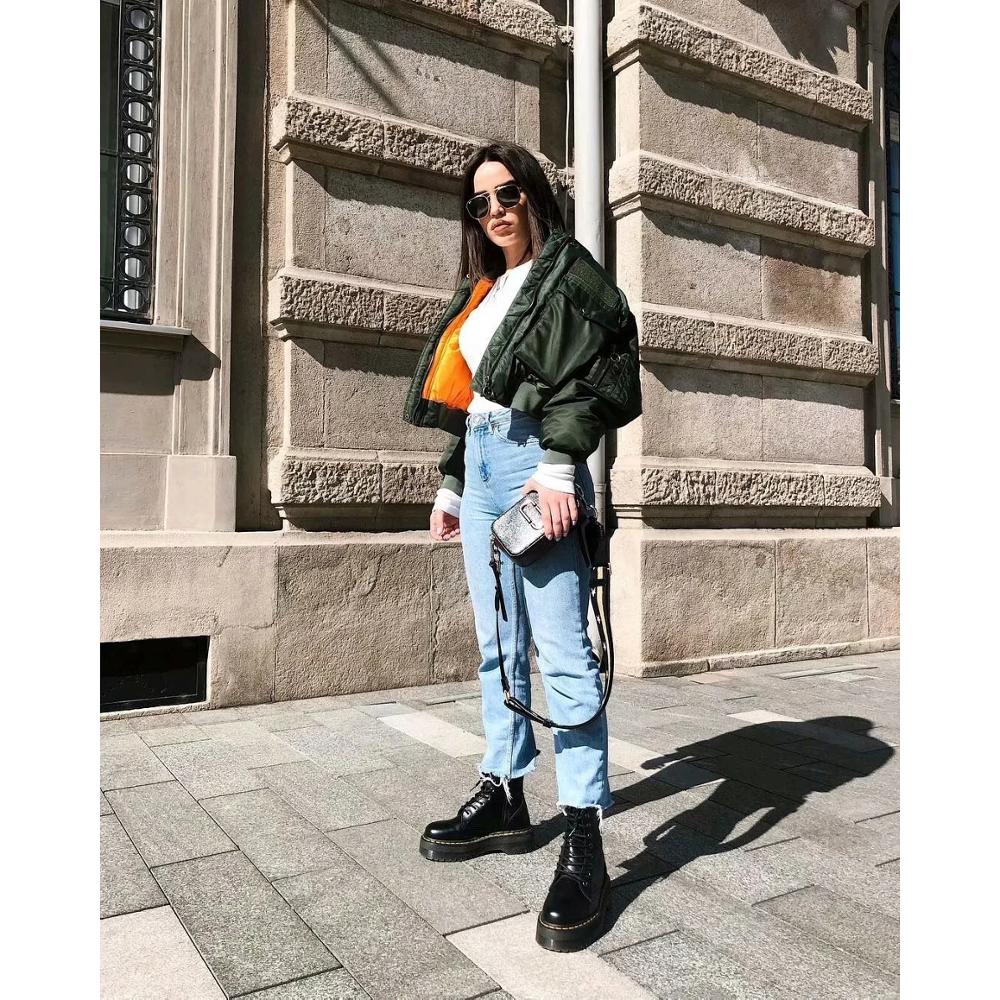 Blouson à manches longues et poches pour femme, streetwear chic, avec fermeture éclair, élastique, à la mode, 2020