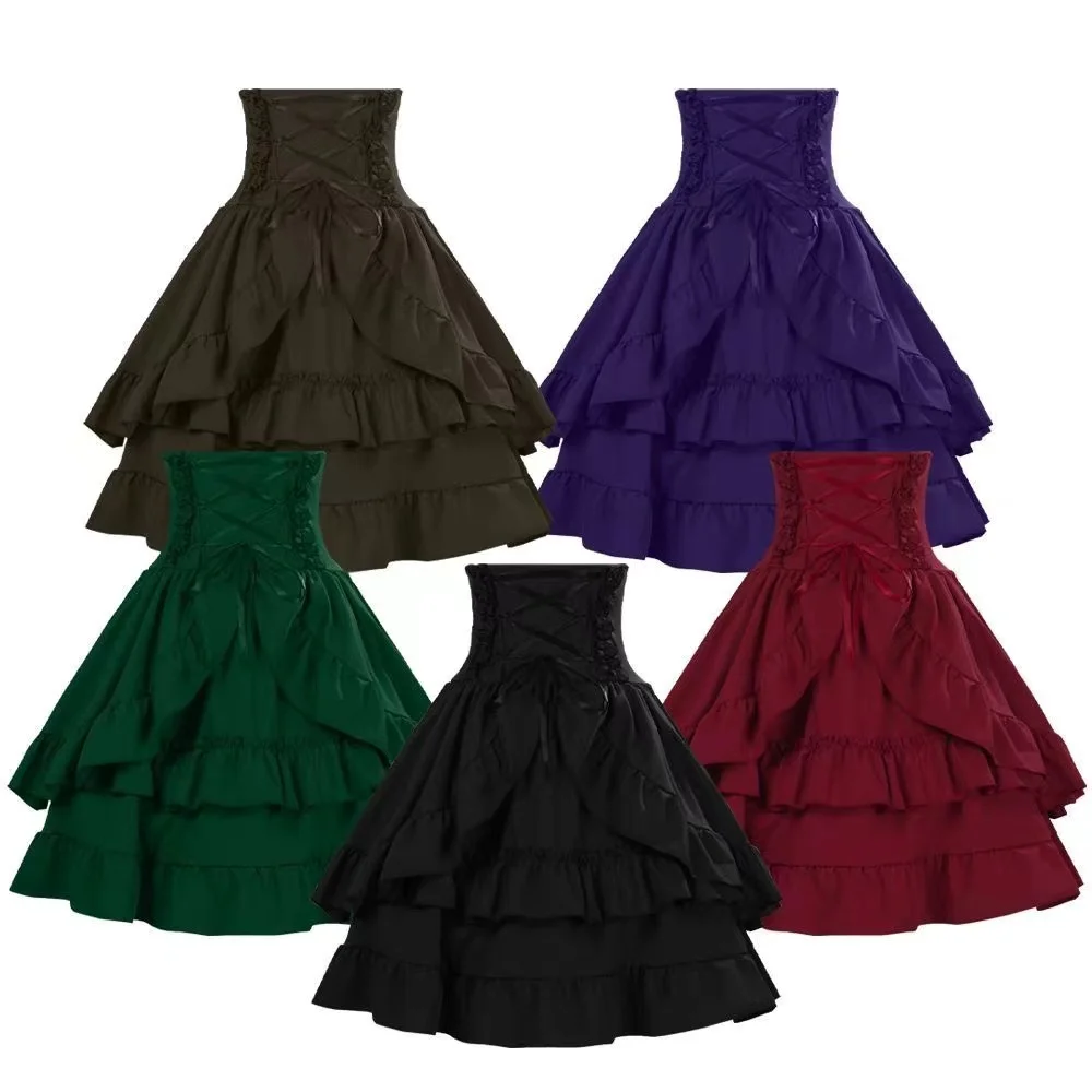 Jupe Lolita gothique rétro Y2k pour femmes, jupe gâteau Vintage médiévale, Costume de Cosplay à la mode, jupe bouffante superposée moelleuse, nouvelle collection été