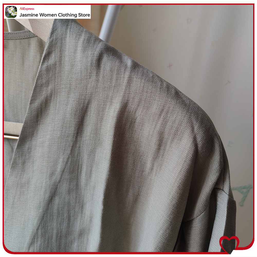 Chemisier Olive confortable avec attaches, manches longues tombantes, Kimono pour femmes, col en v, Cardigan portefeuille, hauts froissés avec fentes latérales, 2 styles