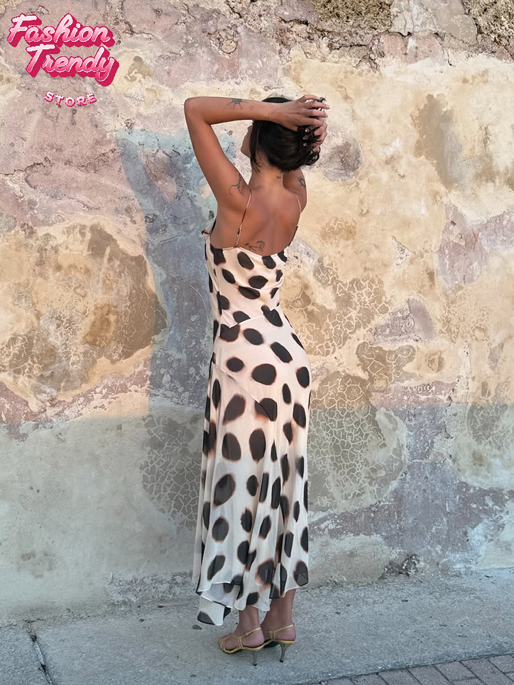 Robe de voyage décontractée rétro à imprimé vache pour femme, sexy, avec empiècements contrastants et grands pois, collection été 2026, pour les vacances à la plage