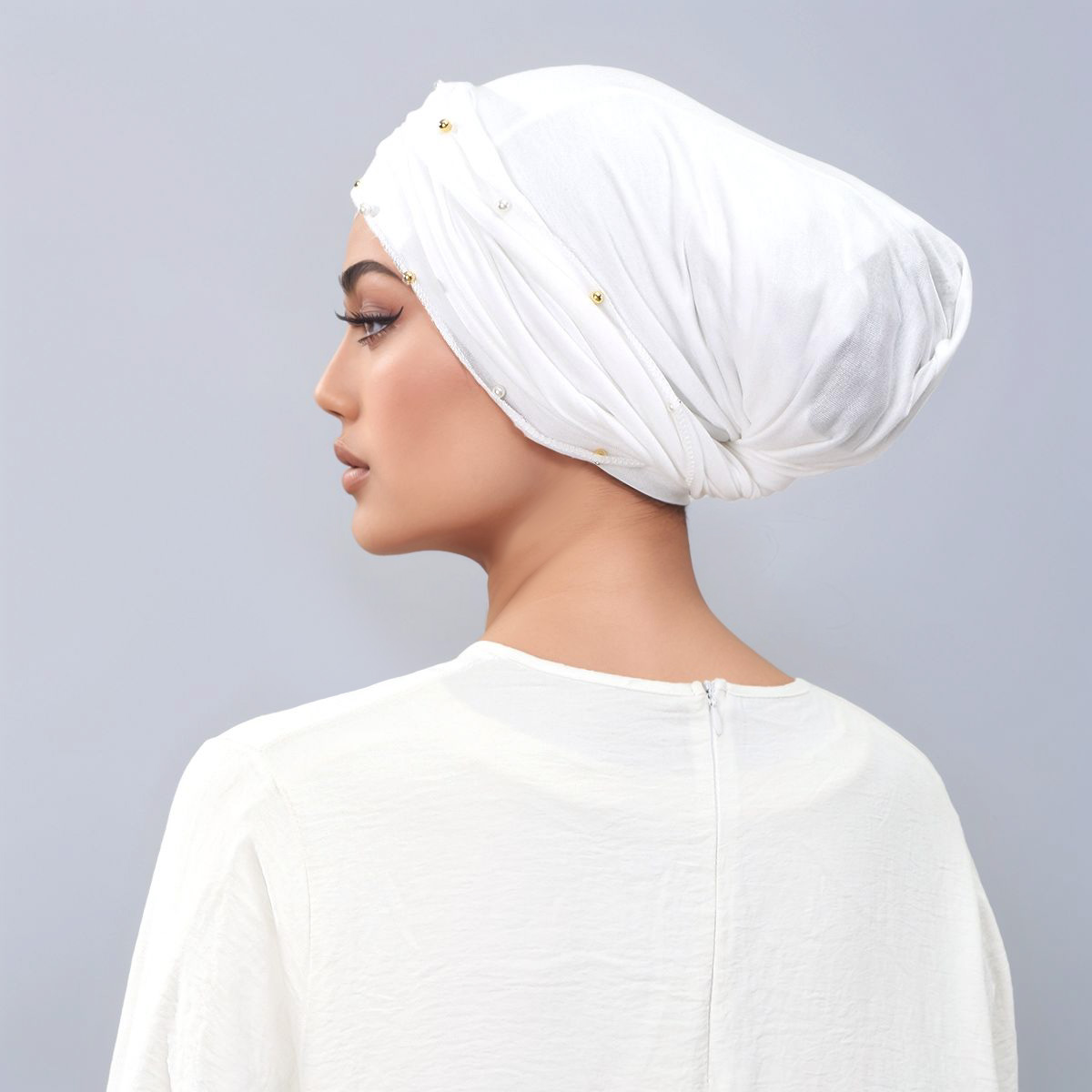 Nouveau Ramadan perles coton Jersey instantané Hijab casquette solide femme musulmane sous-capuche extensible croix chapeau Islam Turban Bonnet bandeau