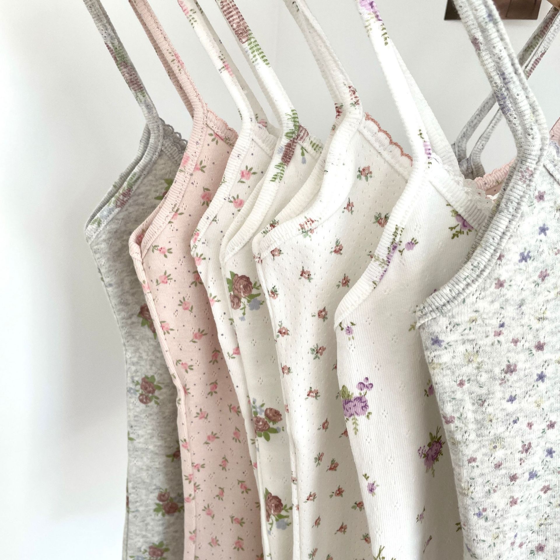 Camisole en coton à imprimé floral pour femme, style Y2K, débardeur d'été simple, streetwear, sans manches, mignon et élégant, style preppy