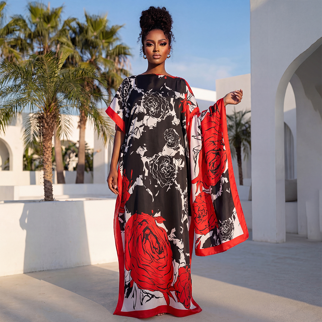 NOUVELLE Robe d'été tendance avec grande écharpe, Kaftan Dubaï Turquie, Abaya ample musulmane, Robe décontractée africaine à imprimé léopard pour femme