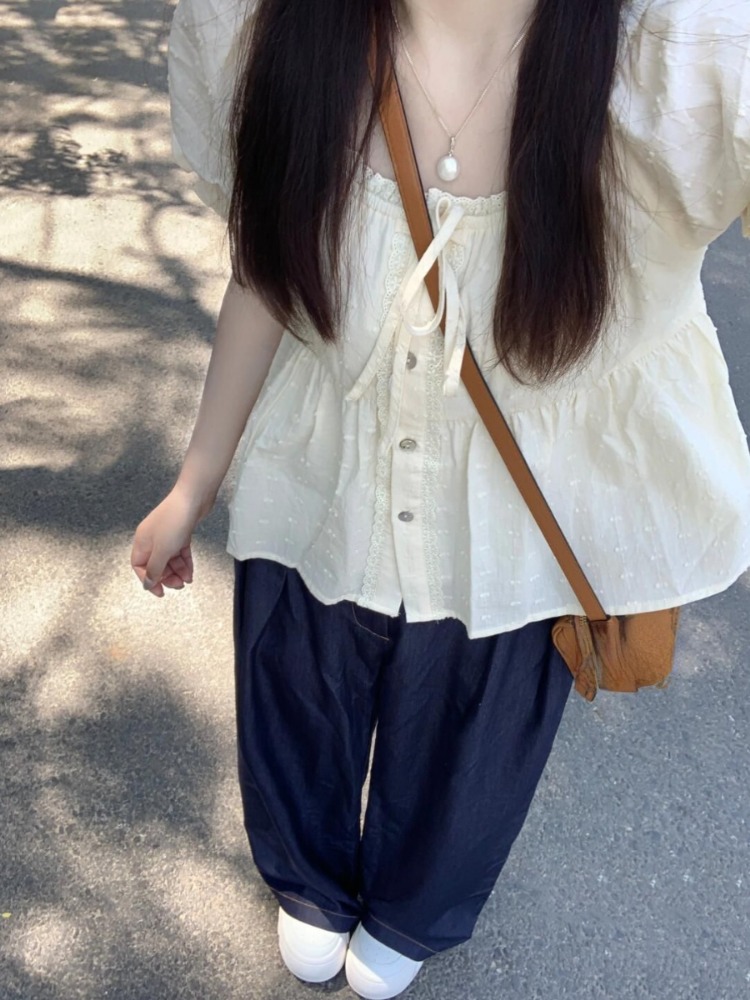Chemisier à bandes pour femmes, à volants, Harajuku, simple boutonnage, hauts Y2k, col Suare esthétique, Grunge, Streetwear De Mujer