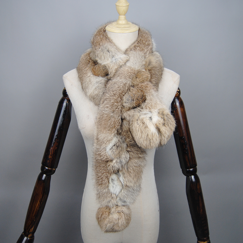 Écharpe de luxe en vraie fourrure de lapin naturelle pour l'hiver 2026 – Chaud, doux, épais, en peluche, pour adultes, enfants, femmes et filles