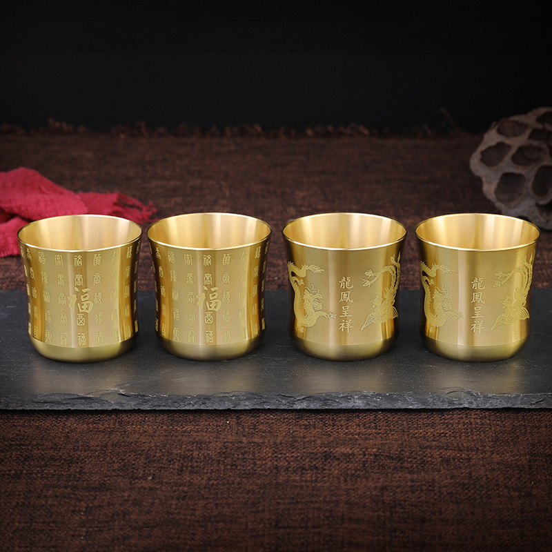 Tasse à thé en laiton pour la décoration de la maison et du bureau, verres de bar anciens de la Chine, tasses à thé de la prairie pour les clics