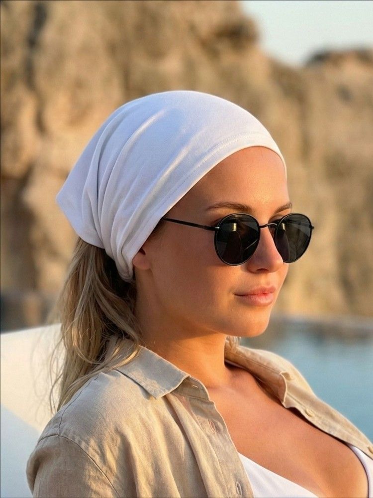 Bandeau élastique pour femme - Foulard extensible en tricot 95% coton, turban de plage convertible (multifonctionnel)
