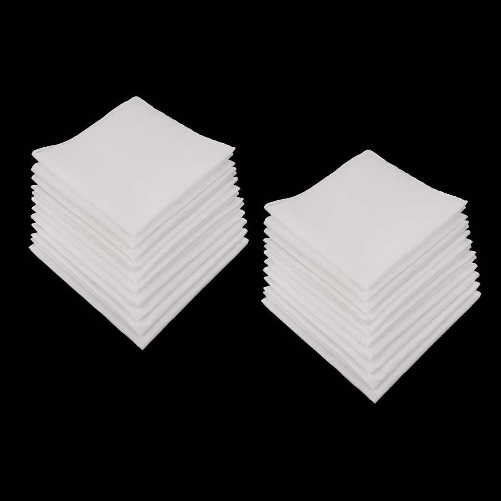 Mouchoirs blancs en pur coton pour femmes et hommes, mouchoirs Hanky, 20 pièces