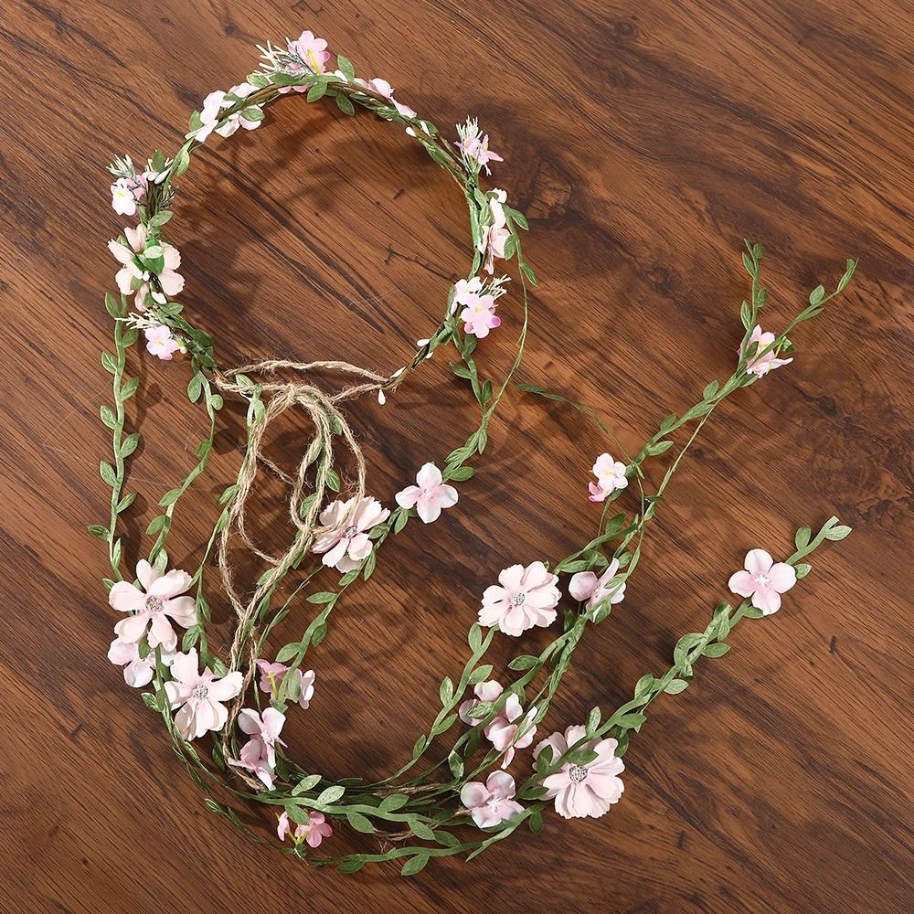 Serre-tête Couronne Bohème en Rotin, Accessoire Cheveux, Coiffe, Guirlande Florale, Couronne de Fleurs