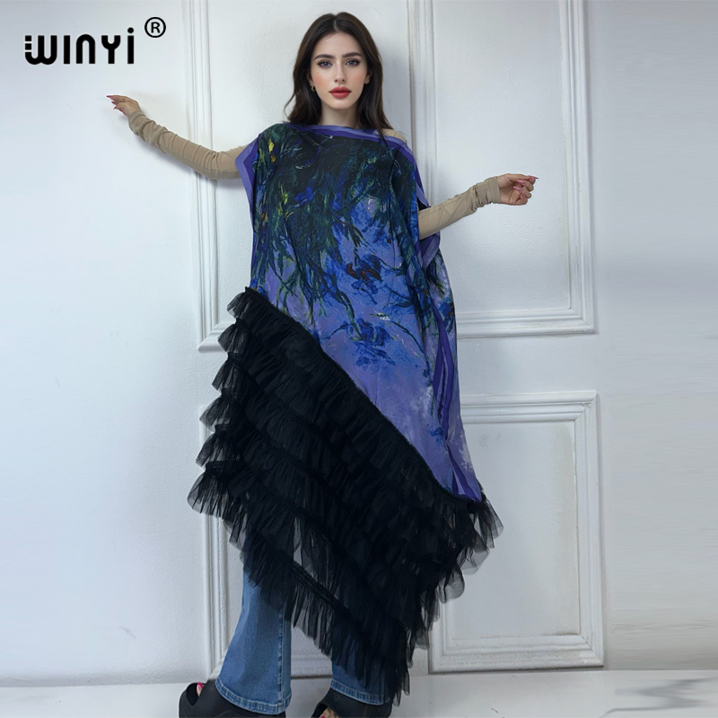 WINYI Africa Clothing Robe Maxi Kaftan Imprimé Bohème Grande Taille pour Femmes, Abaya de Luxe Dubaï 2024, Robe Africaine pour Femmes Musulmanes