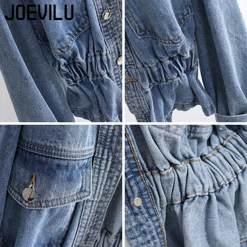 Veste en Jean Plissée à Col en V pour Femme, Manteau Slim, Mode Coréenne, Chemise Irrégulière Personnalisée, Denim Décontracté, Automne
