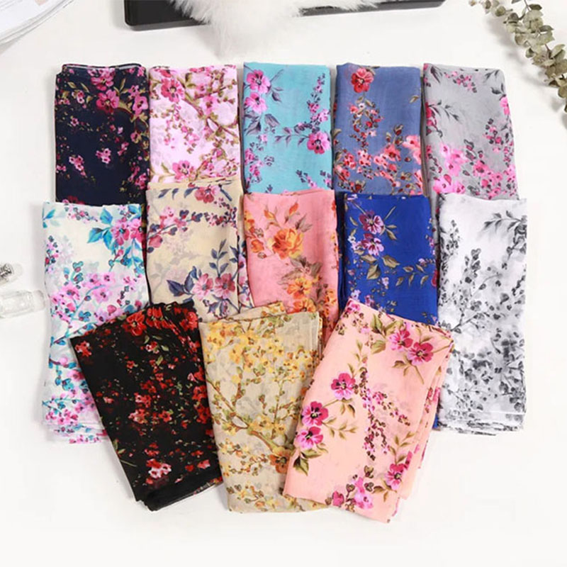 Foulard en mousseline de soie pour femme, châle long, bandana élégant, hijab fin de haute qualité