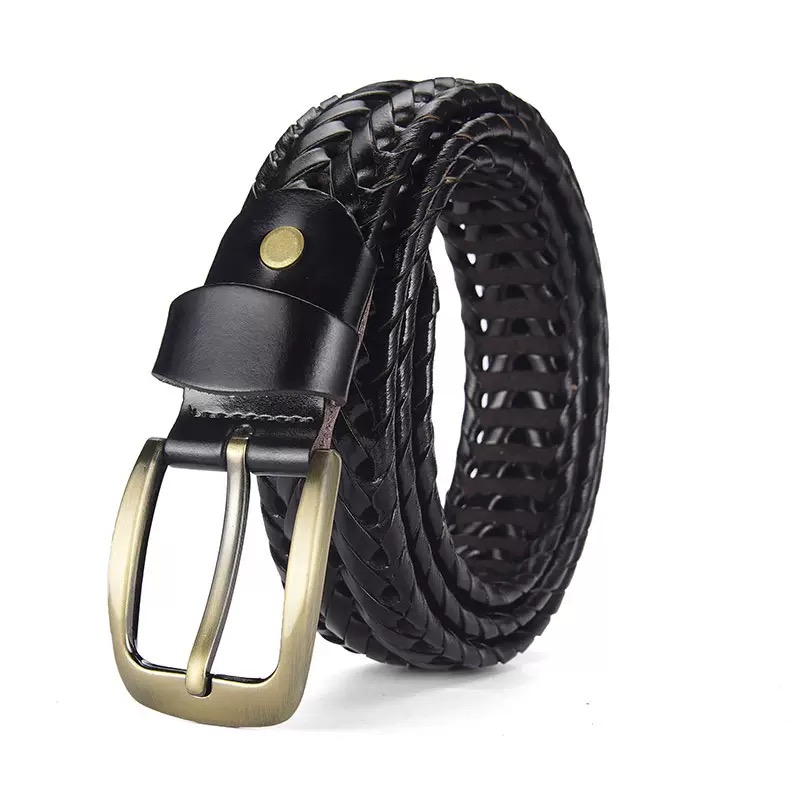 Ceinture tressée décontractée pour homme, boucle à ardillon tendance, ceinture durable pour usage quotidien, largeur 3,3 cm, 110-125 cm, noir, marron, café