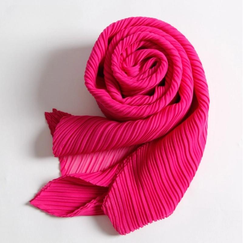 Miyake – écharpe plissée pour femmes, nouvelle couleur unie, à la mode, polyvalente, chaude et protectrice au soleil, printemps et automne