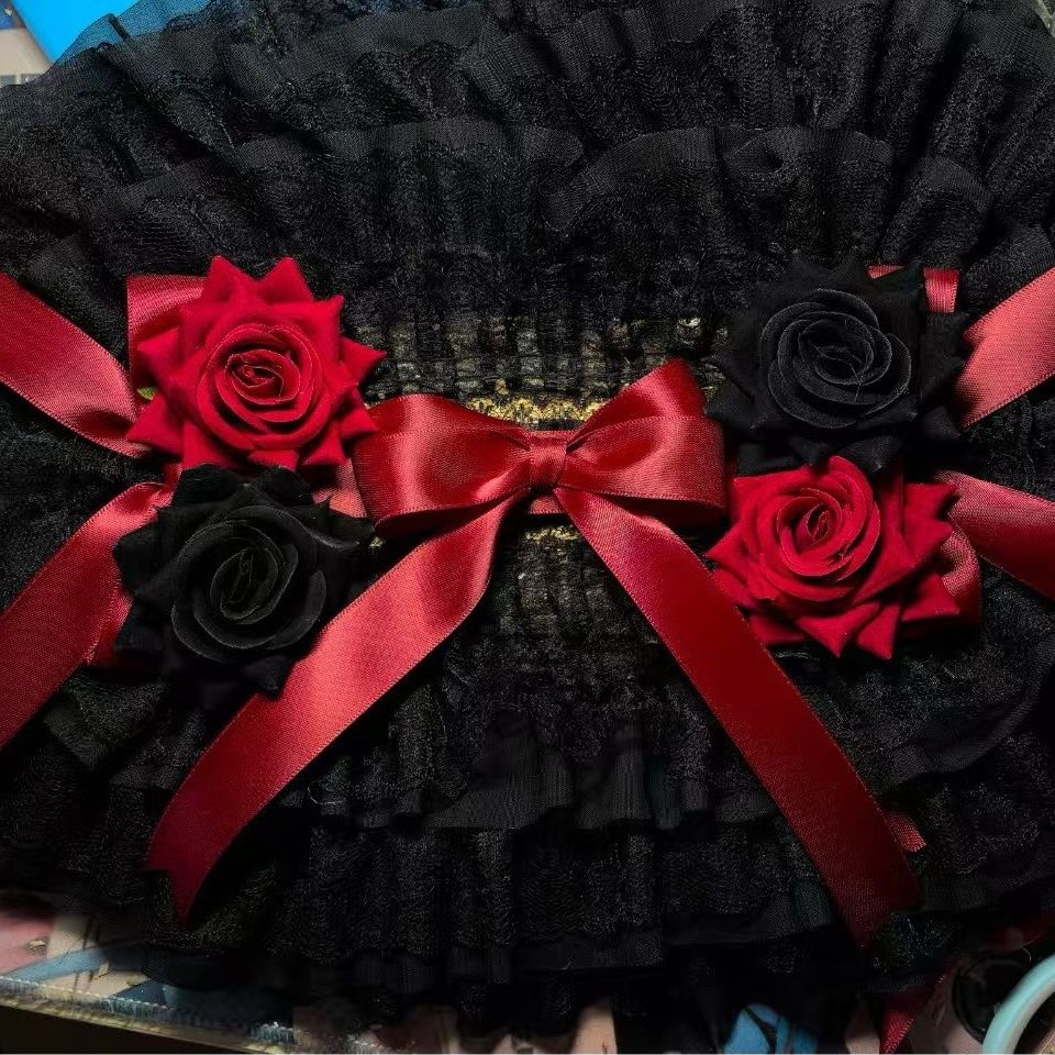 Chapeau Lolita noir original, style chinois et occidental BNT, accessoires de cosplay faits à la main de style gothique à large bord