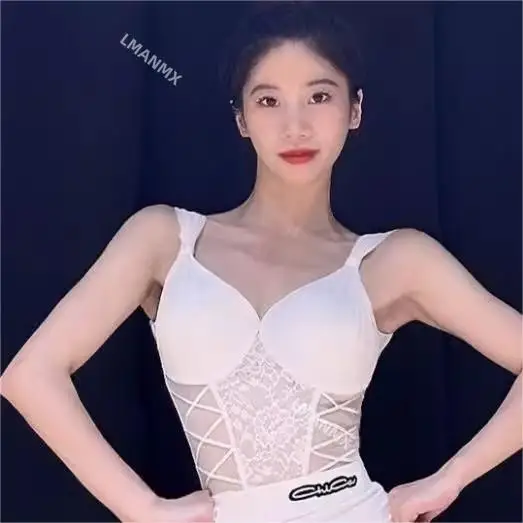 Robe de danse latine pour adultes, robe blanche Pure Desire, robe d'entraînement avancée, arête de poisson fendue sexy