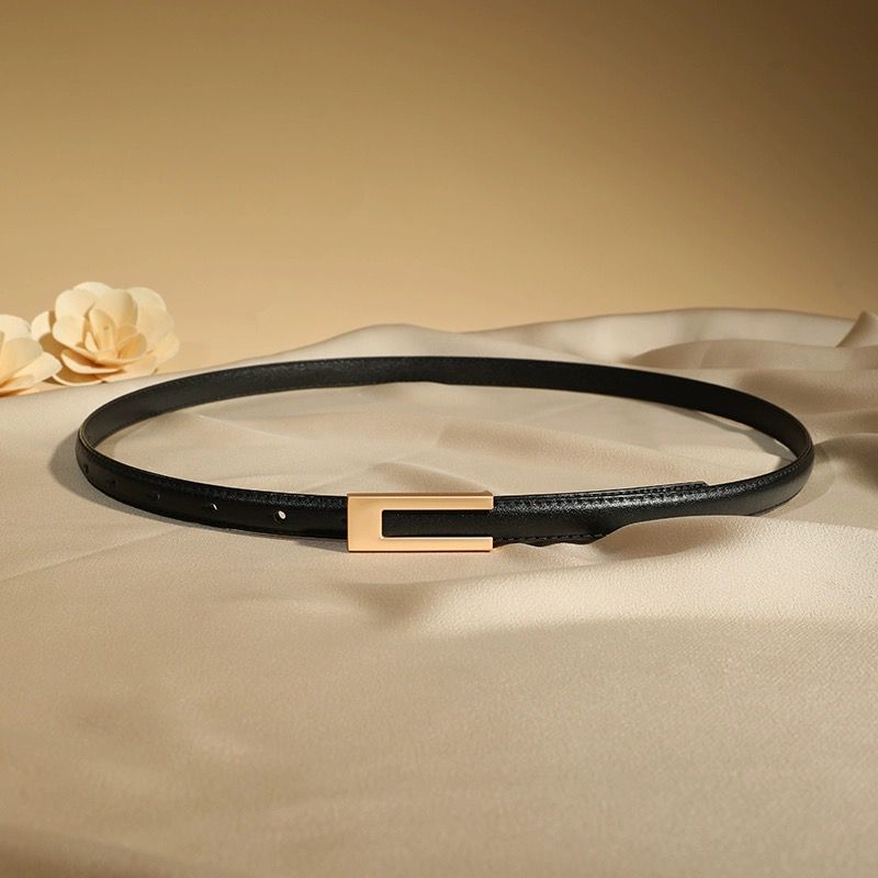 Ceinture fine en cuir véritable pour femme, peau de vache, métal doré, noir, blanc, jeans féminins, accessoires vestisens, environnement maigre, mode