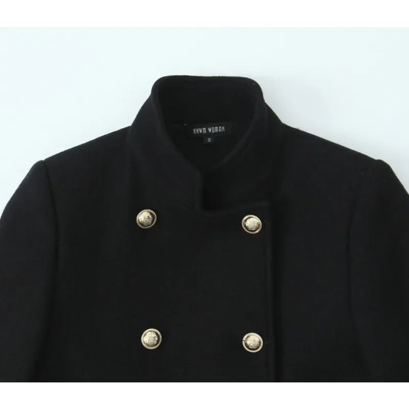 Manteau en laine automne mode noir manteau Long élégant et joli manteaux pour femmes américain rétro vêtements d'extérieur d'automne manteaux urbains
