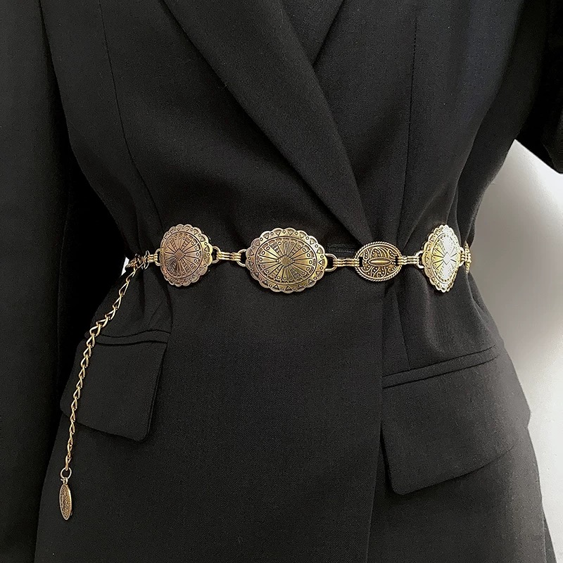 Ceinture pour femmes, nouvel article, design de niche, chaîne de taille décorative, polyvalente, assortie rétro, robe, jeans, ceinture, 2024