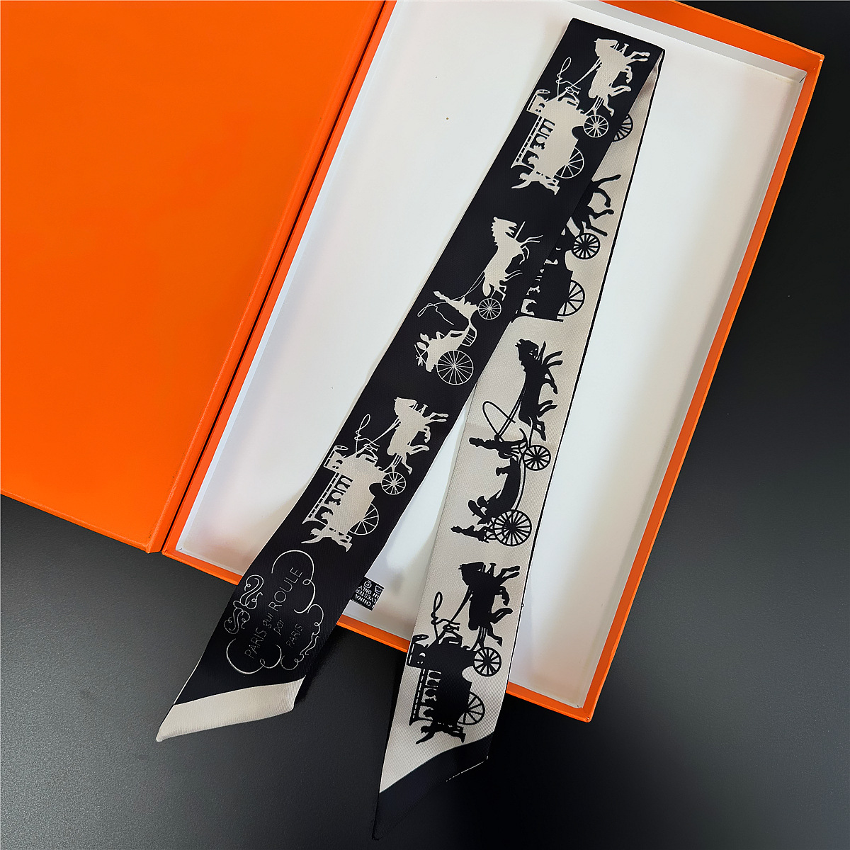 Nouveau Foulard en Soie, Ruban de Poignée, Bandeau, Foulard à Imprimé Chaîne de Carrosse en Twill, Long Bandeau pour Cheveux, Collier, Foulard en Soie Étroit, Décoration de Sac