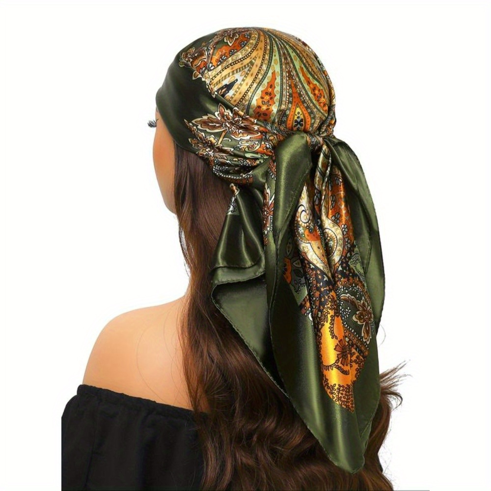 Écharpe carrée imprimée Paisley de Style bohème pour femmes, foulard de mode Vintage, accessoires de cheveux de mode pour femmes et filles