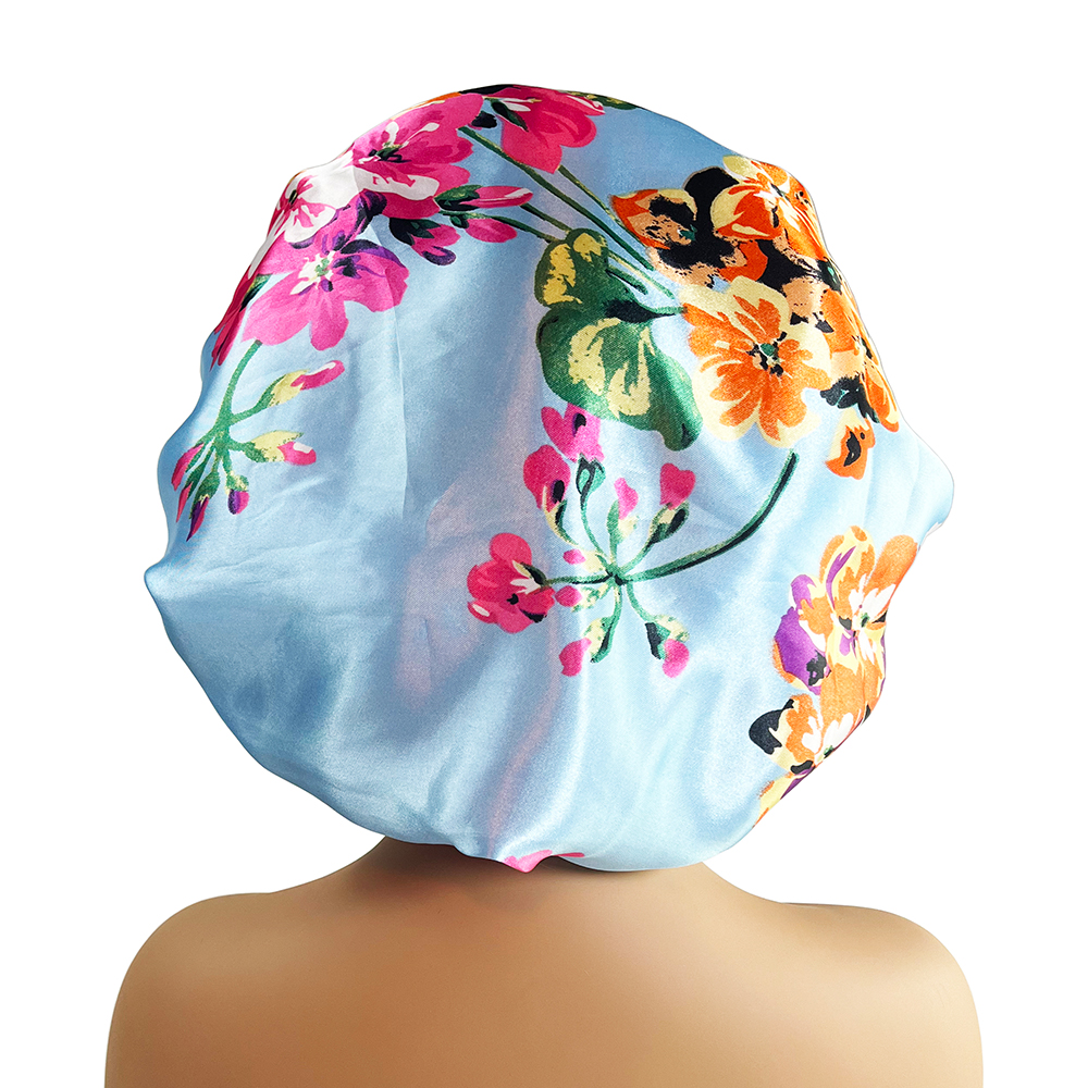 Bonnet en Satin pour femmes, grand Bonnet soyeux pour femmes, impression florale, Bonnet de nuit, Design Boneet's