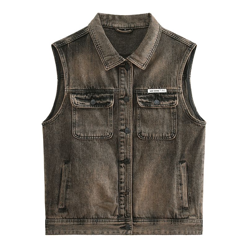 Veste sans manches en Denim pour hommes, gilet rétro nostalgique bleu, manteau de sport de plein air, grande génération de bouche, vêtements de travail, hauts gilets