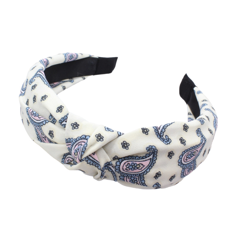 Bandeau à nœud supérieur pour femmes et filles, large bandeau à fleur de cajou, accessoires pour cheveux, serre-tête imprimé