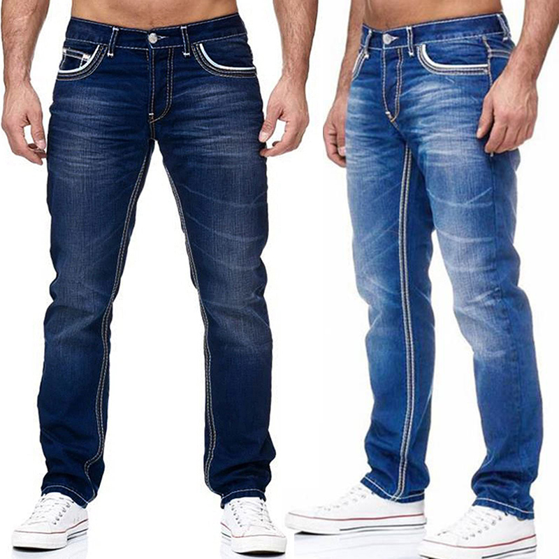 Hommes jean noir pantalon droit printemps automne poches Denim décontracté Tousers bleu clair haute qualité Streetwear jean hommes