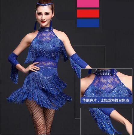 Nouvelle robe de danse latine femmes/filles/dame nouvelle frange Sexy Salsa/salle de bal/Tango/Cha Cha/Rumba/Samba/robes latines pour la danse